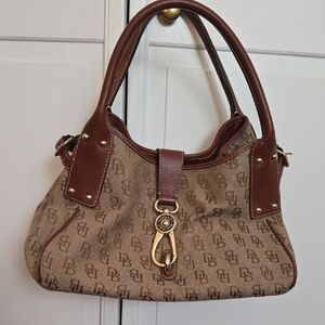Dooney And Bourke Brown Monogram Designer Handbag Large